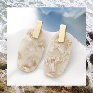 Cream Shell &  Acrylic Dangle Earrings